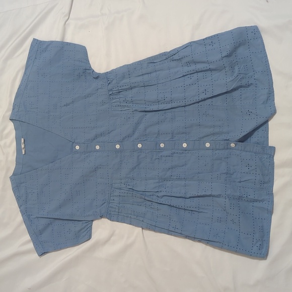 Madewell Button-Front V-Neck Mini Dress, Color Tranquil Lake Size M - Picture 5 of 16